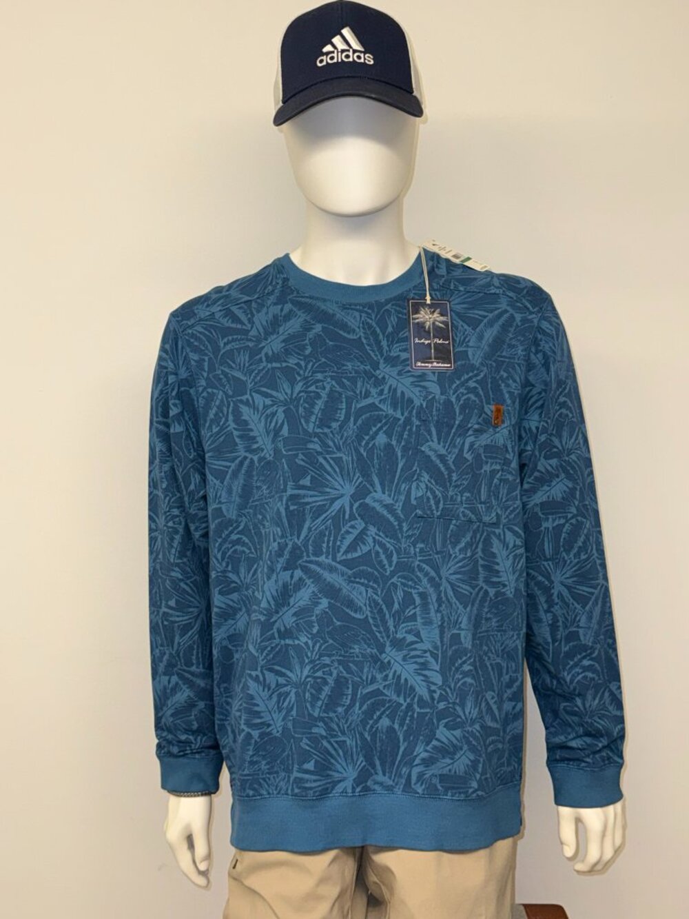 NWT $128 Tommy Bahama Mens L Ben Terry Twilight Palms Sweatshirt Buccaneer Blue